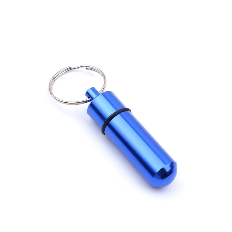 Aluminum Metal Medicine Capsule Bottle Key chain Organizer Pill Holder Storage Box Container Outdoor Pocket Waterproof Pill Case