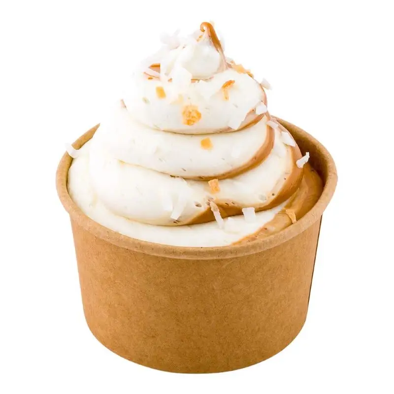 Disposable Take Away Food Bowl Biodegradable Paper Yogurt Tub Ice Cream Cup With Lid