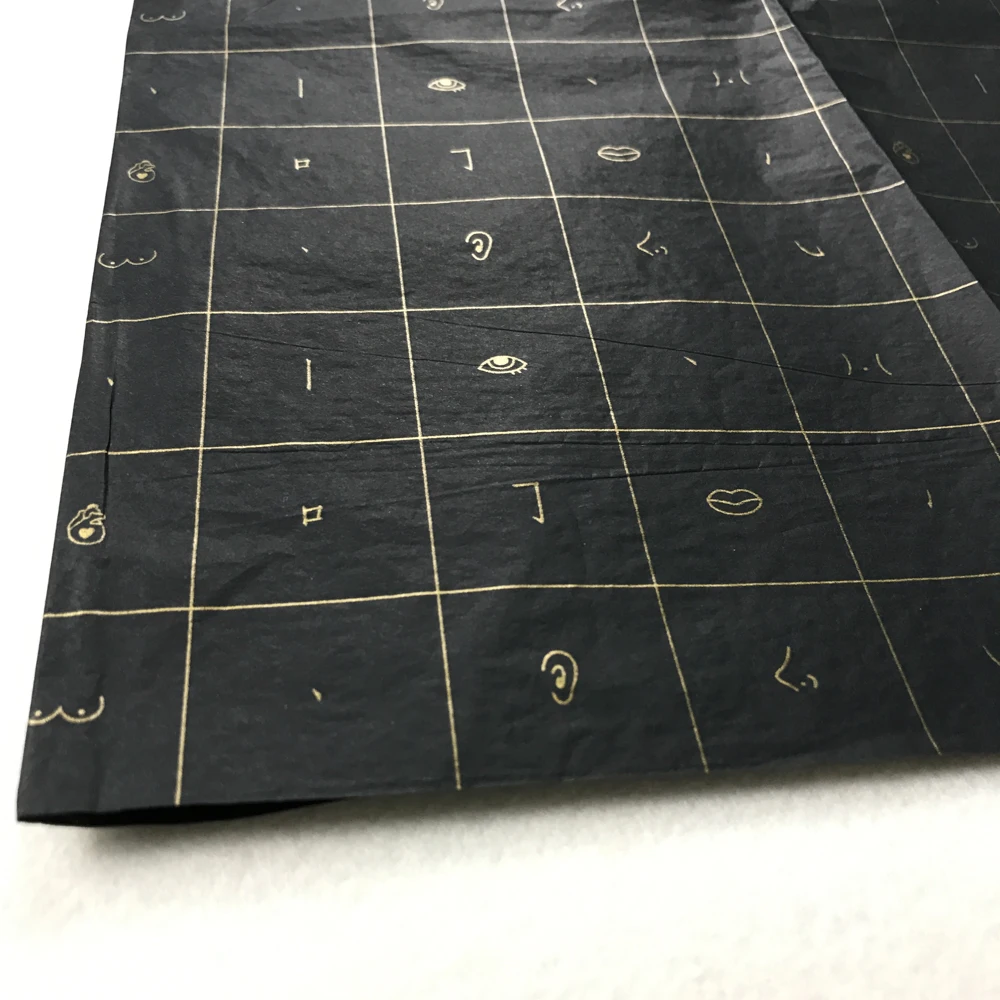 
Индивидуальный Золотой логотип на черной упаковке, Подарочная шелковая хлопчатобумажная салфетка для упаковки одежды 