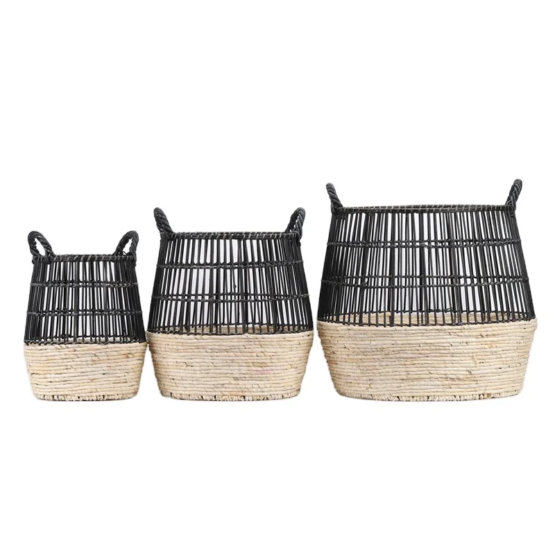 
Handmade Large Capacity Rattan Wicker Laundry Storage Basket With Handle 
