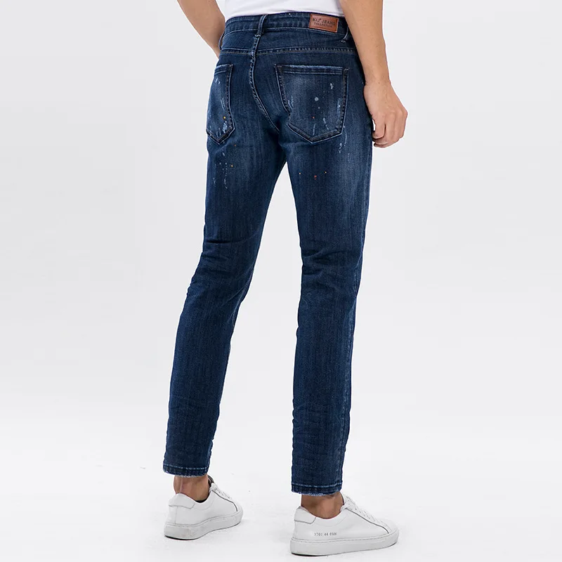 Factory Price Fashion damage Design Men Jeans Wholesale Custom Skinny Style Jeans Homme Ripped Pattern Man Blue Jeans