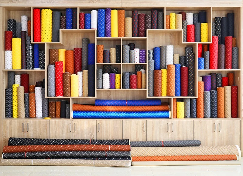 1.8M Width  Diamond Stitching Perforated Leather For Car Mats Making