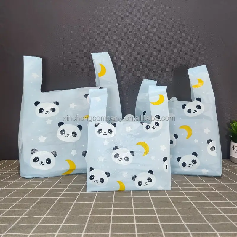 Punch Handle Corn Starch Shoppers Compostable En13432 Supermarket Door Knob Carrier Grocery Biodegradable Plastic Carry Bags