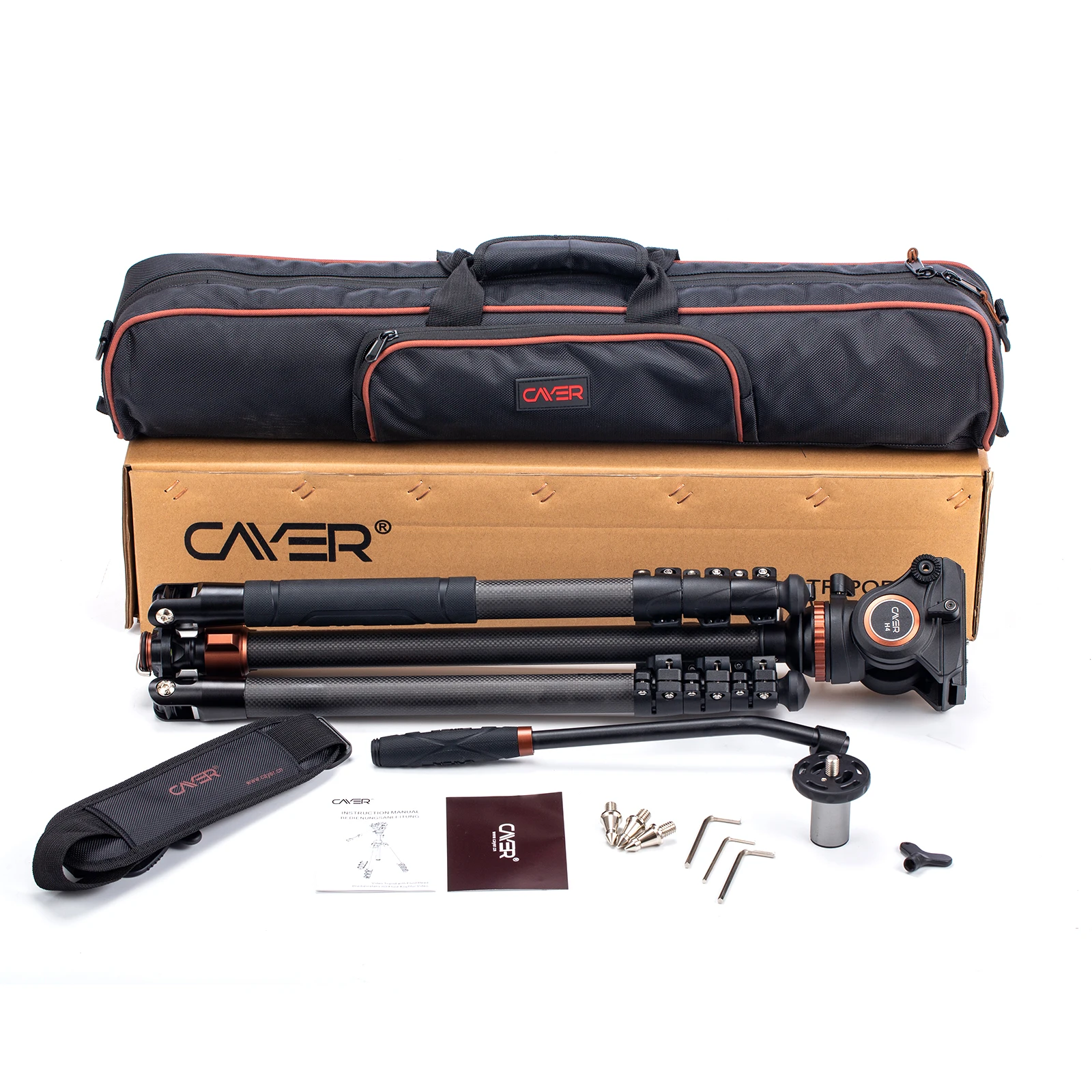 Cayer CF2451H4 Professional Carbon Fiber Camera Multiple Function Monopod Tripod for SLR DSLR Camcorder and Video Camera