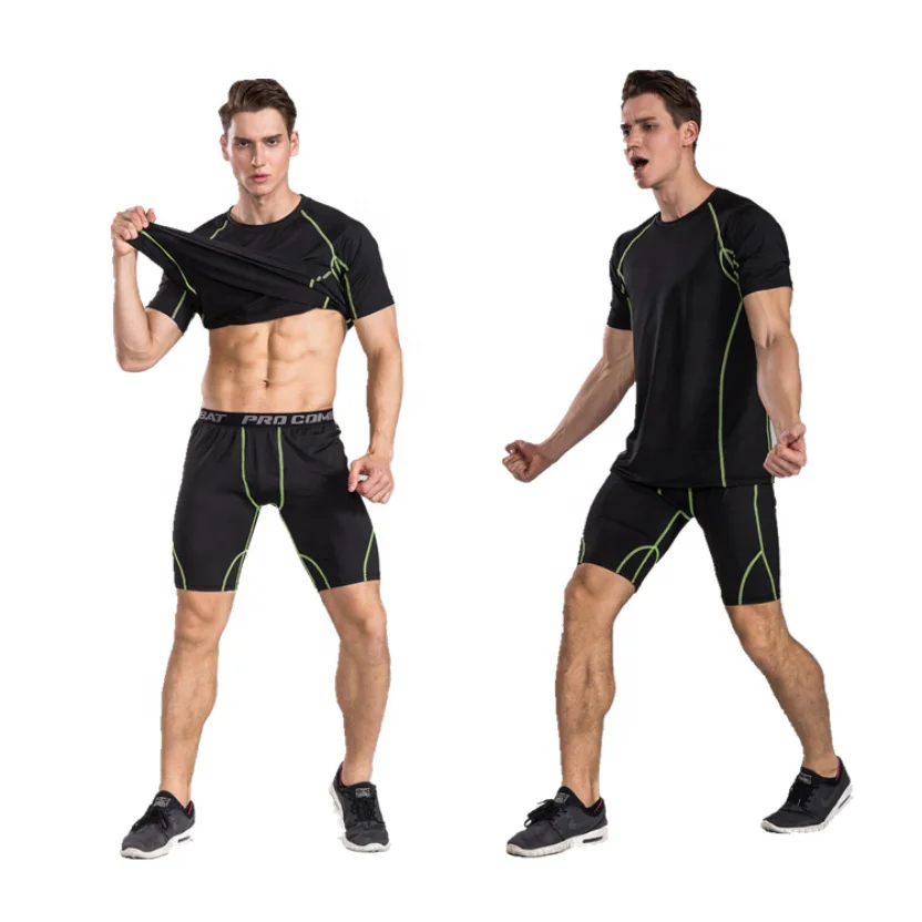 Оптовая продажа, комплект одежды для спортзала, футболки и шорты для мужчин