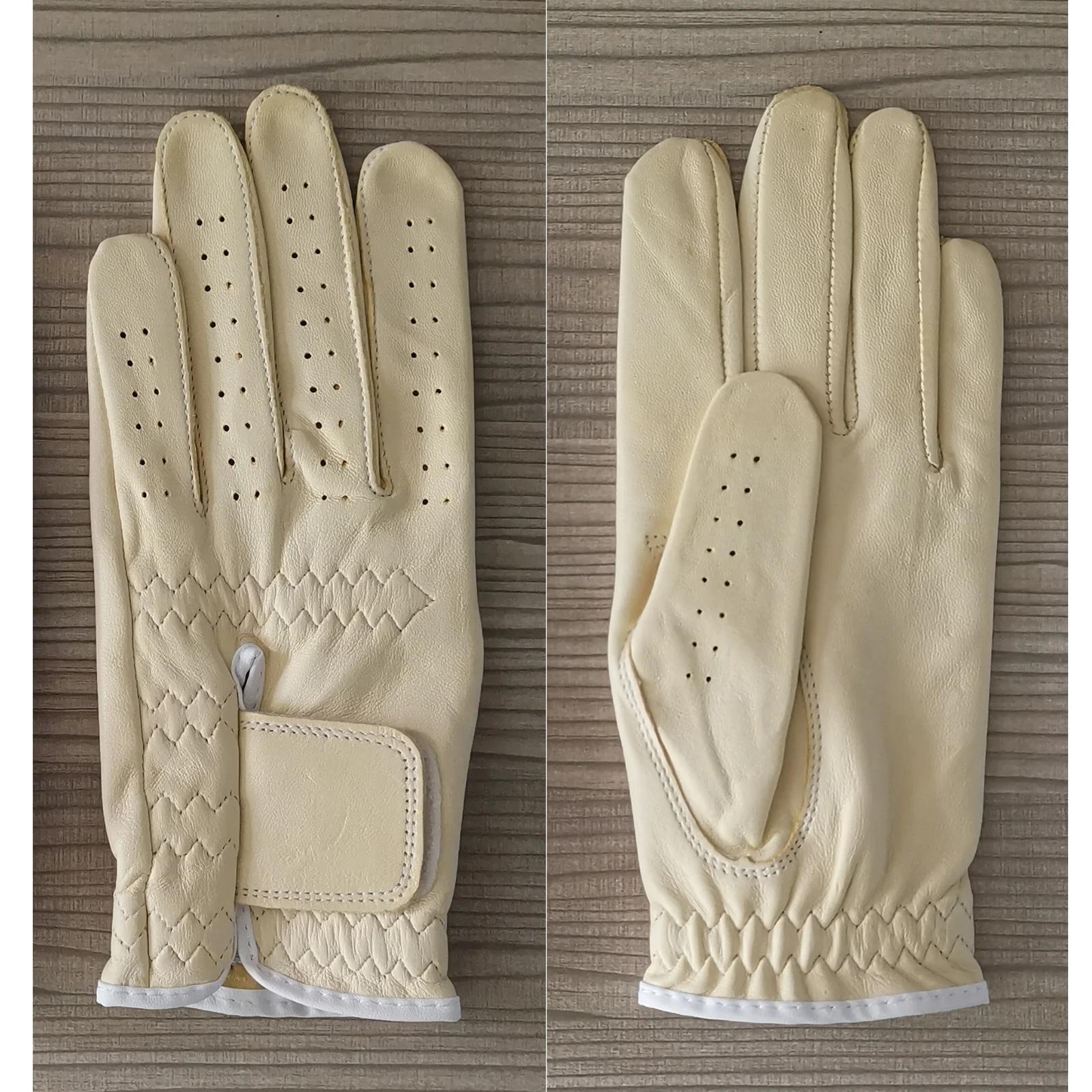 2024 Soft Full Light Yellow Indonesia PU Leather Golf Glove Custom Logo High Quality OEM