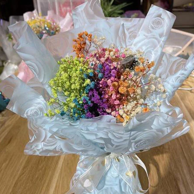 custom floral bouquets tissue roll paper packing transparent plastic waterproof flowers wrapping paper packaging