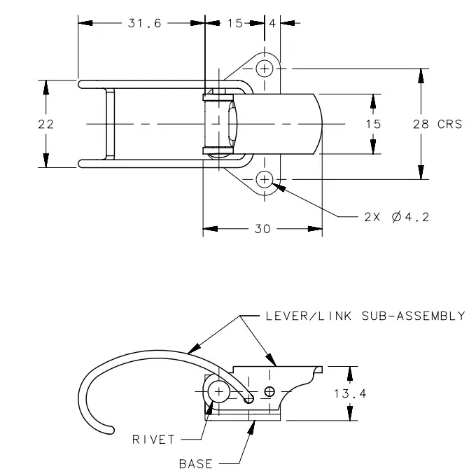 Задвижка-защелка из нержавеющей стали над центральным TL-20-105-52