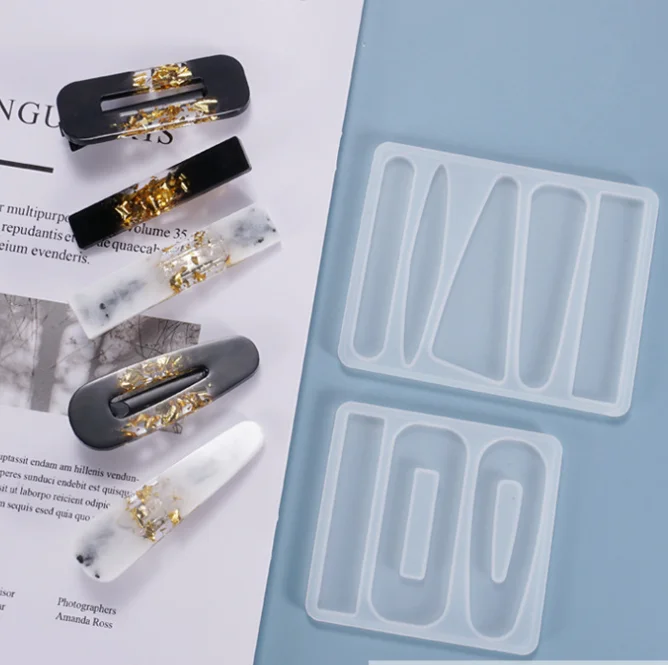 DIY Hair Clip Crystal Epoxy Resin Mold Homemade Casting Jewelry Tools Hair Clip Resin Mold