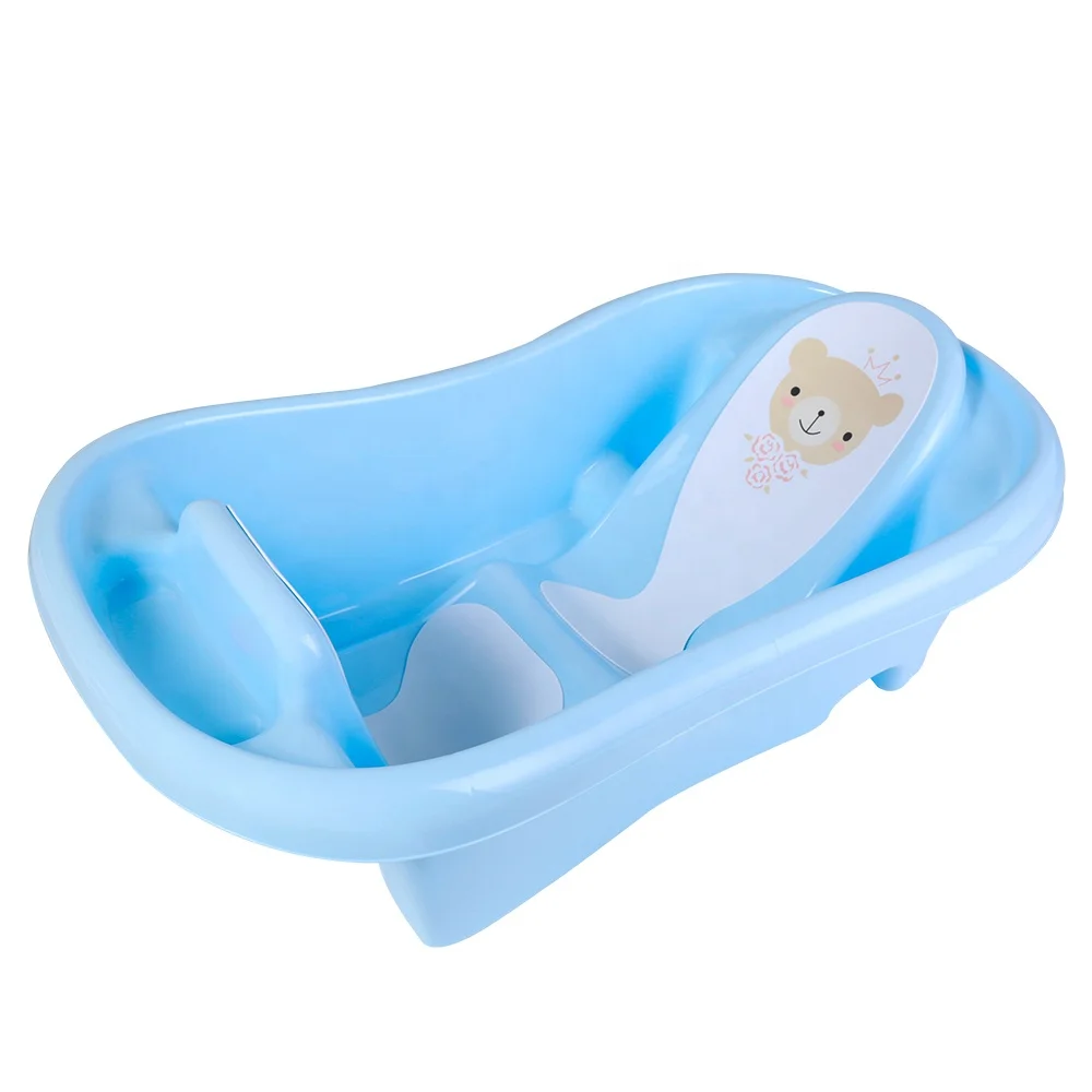 3 colors plastic baby bathtub with lying board
