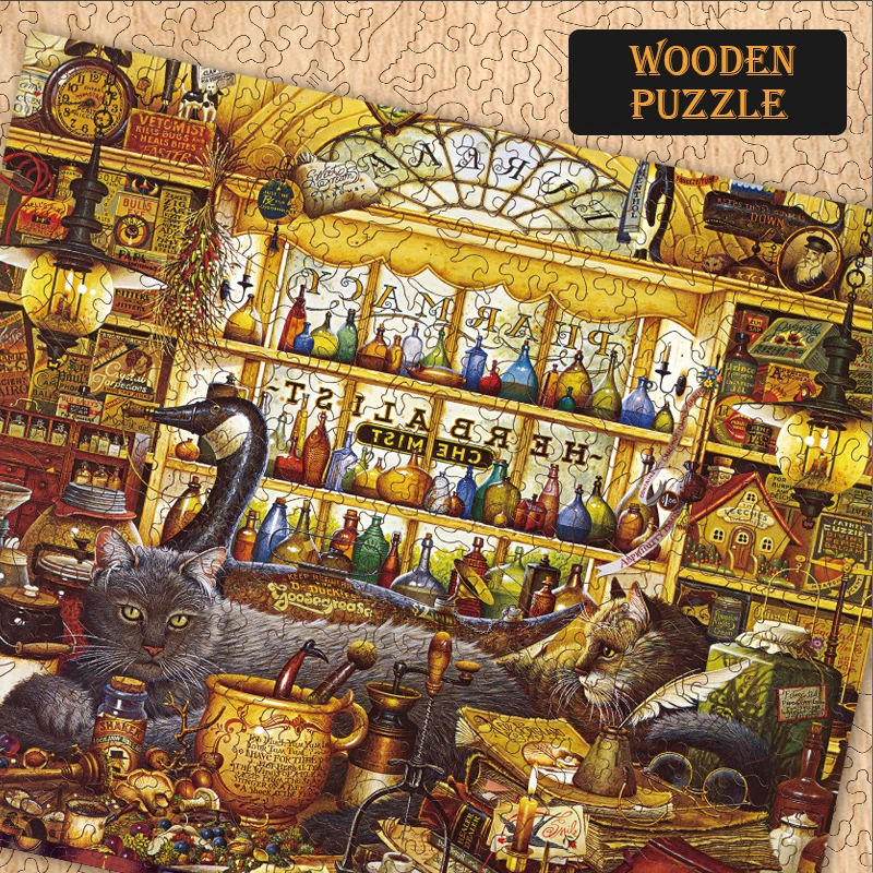Hot sale children puzzle pretend play house decoration high quality wooden kids cat puzzle toys