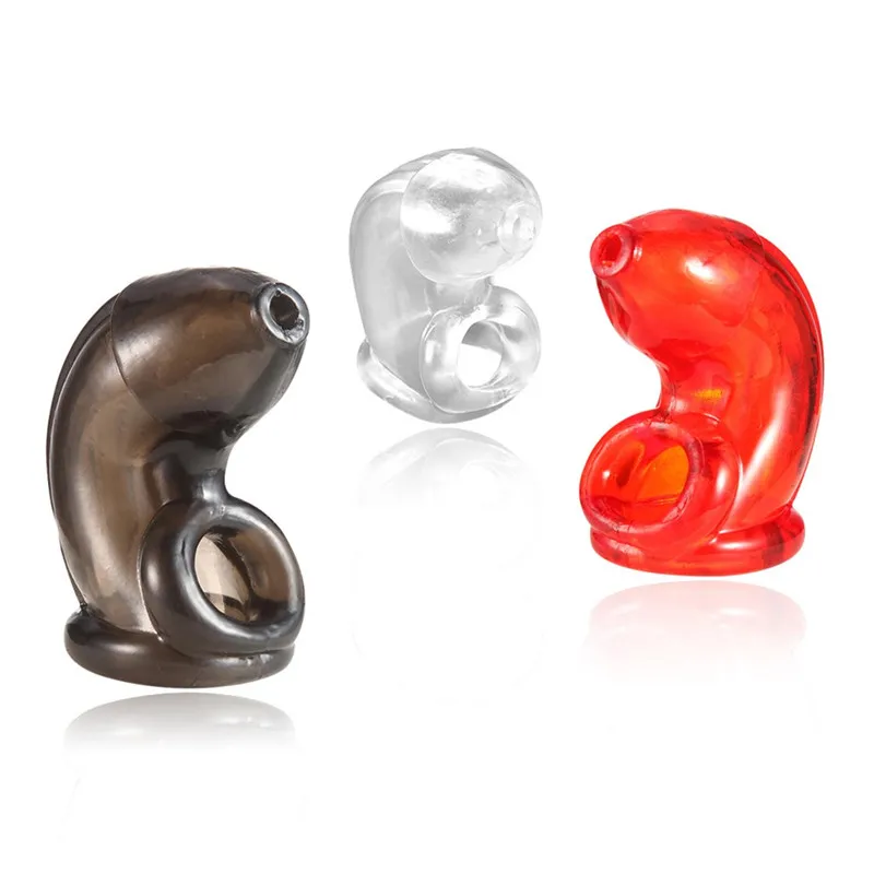High Quality Penis Sleeve for Mens Soft Adult Sex Toys Penis Chastity Stretchy Delay Lock Cage Scrotum Ring Glans Rings for Men