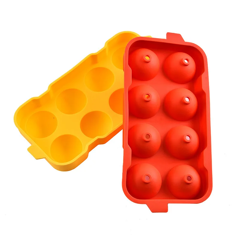 Silica Gel 8 Hole Tray With Ice Cover Eight Whisky Ice Hockey Mold, Rectangular Shape Ice Box