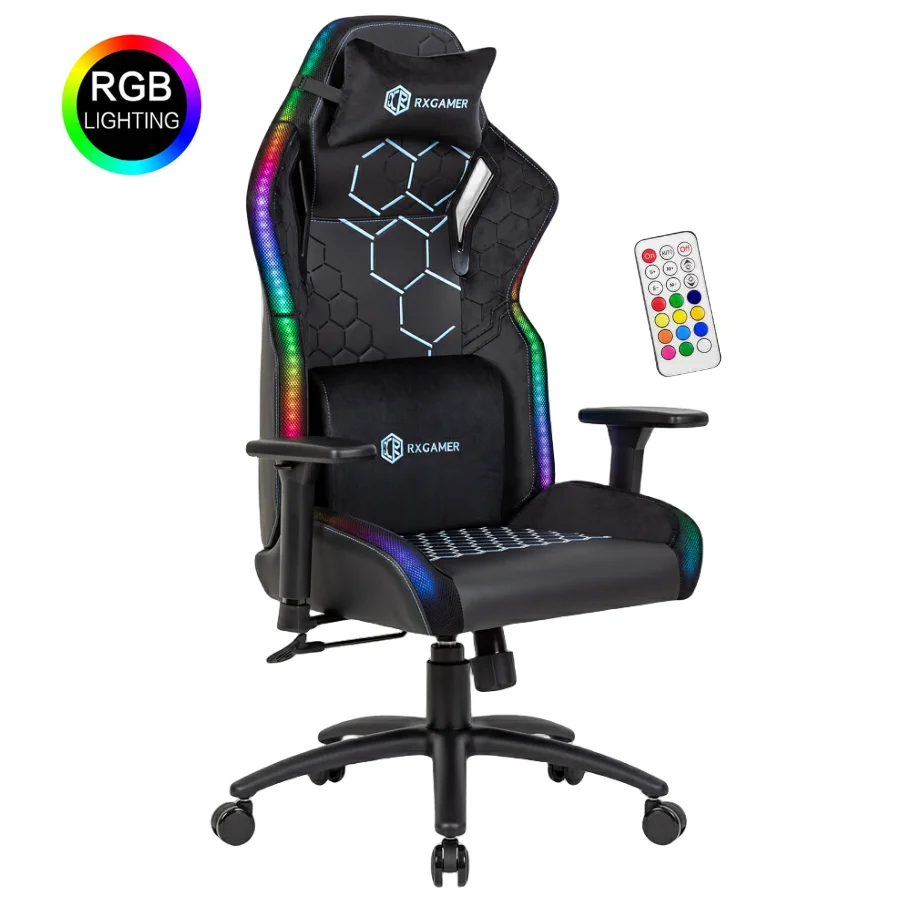 Wholesale custom premium multi functional black leather adjustable swivel reclining rgb silla gamer gaming chair with led light