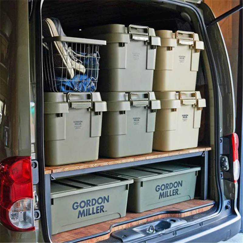 2022 Hot-Selling Durable 60L Plastic Camp Storage Container with Stringer Lid Foldable Portable Car Kitchen Travel Tool Storage