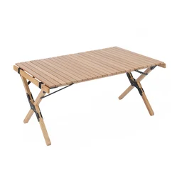 Portable furniture garden dining camping foldable roll up wooden tables camping folding camp picnic wood table