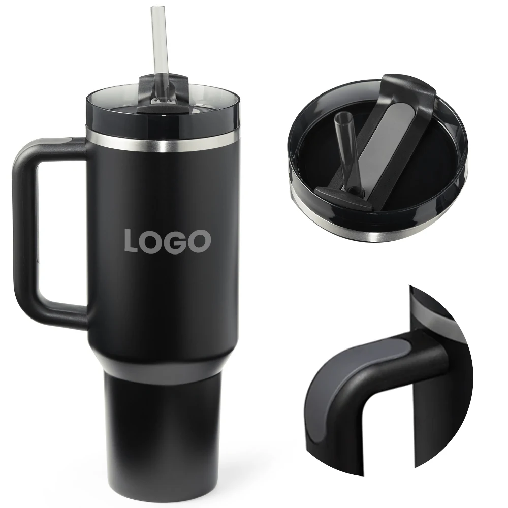40oz brand tumbler H2.0 double wall stainless steel vacuum Stan 40 oz large capacity Christmas gift cup with handle