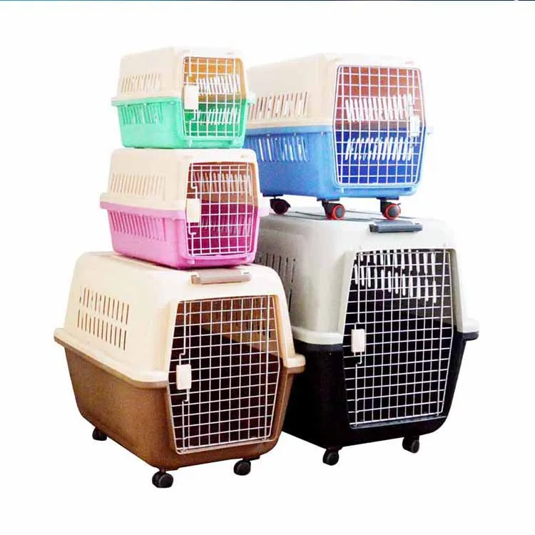Luxury Portable Outdoor Dog Kennel Breathable Pet Travel Carrier Cage Easy Movement Small Animals Solid Mesh Steel Plastic Iron