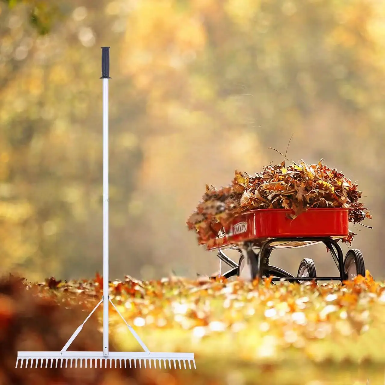 Heavy duty extendable head grass rake with  Factory Hot Sale Detachable Aluminum garden leaf rake landscape rake