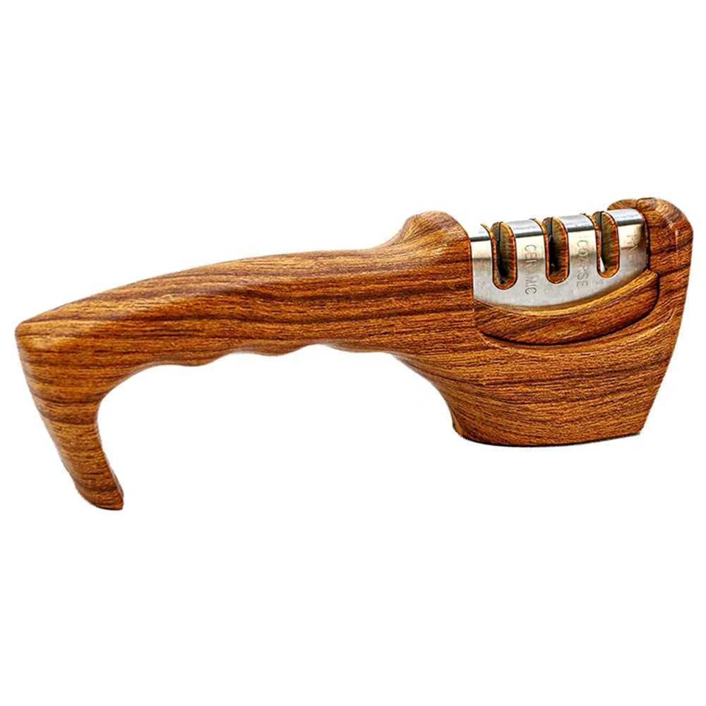 Wooden grained knife sharpener wood painted 3 stage Knife sharpener
