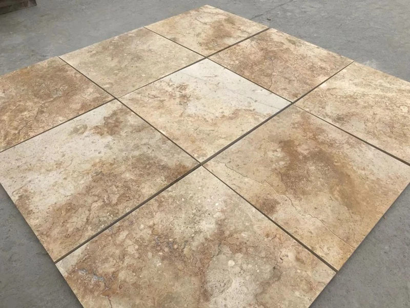 Natural beige square stone tile Chinese French Pattern antique travertine floor tiles