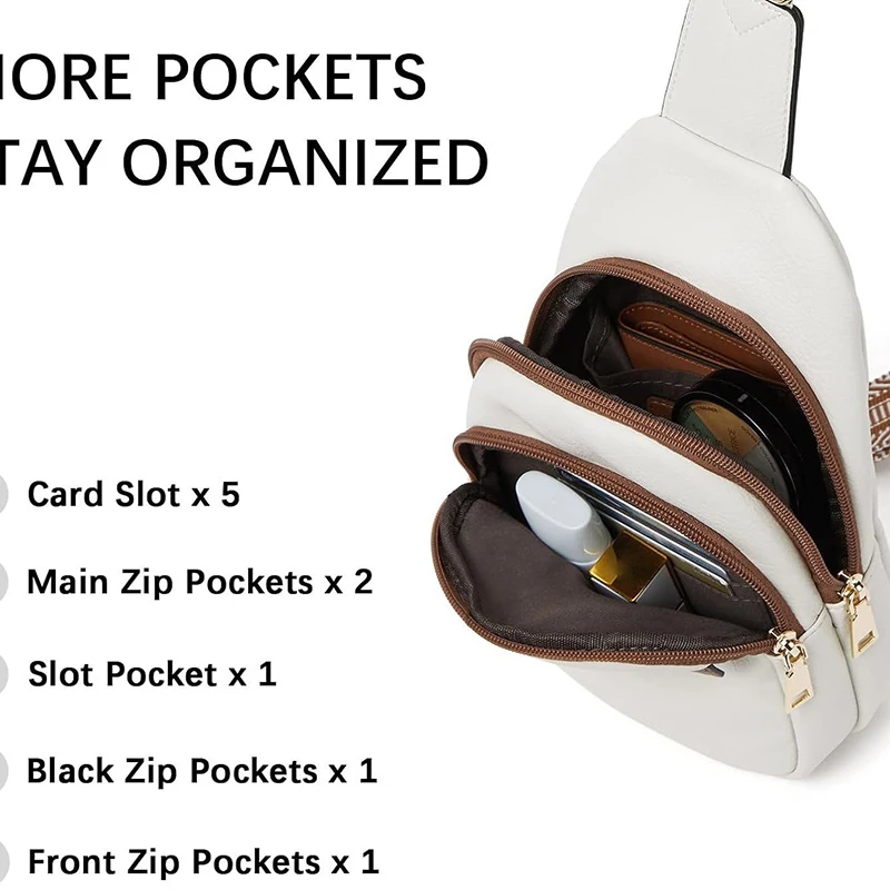 Personalized Logo PU Leather Sling Bags for Women Men Traveling Multipurpose Smell proof Shoulder Chest Bag