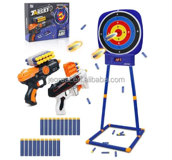 2022 NEW Electronic Shooting Targets Toys  Round Digital Scoring Game kit with 2 Foam Dart Blaster Toy Guns for kids