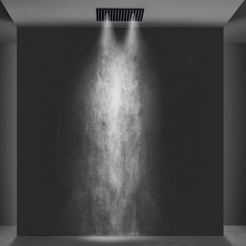 Luxury 500*500 mm embedded ceiling LED rainfall spray shower head set 304 SUS stainless steel Thermostatic bathroom rain shower