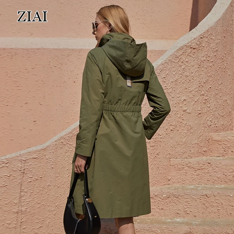Wholesale spring casual all-match elastic waist windbreaker autumn and winter fashion long trench coat