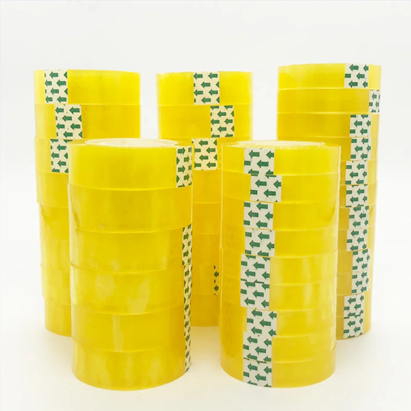 Super clear adhesive office school  packing bopp transparent tear printed stationery tape with logo