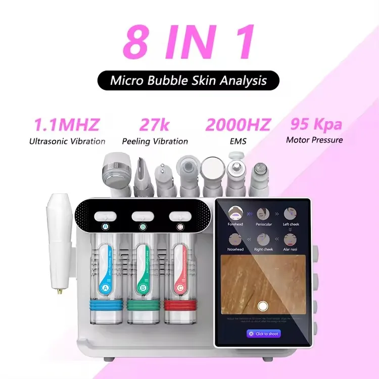 OEM Best Price Hydro Facial Machine Oxygen Jet Professional Hydradermabrasion Skin Clean H2O2 8 In 1 Hydrogen Micro Bubble