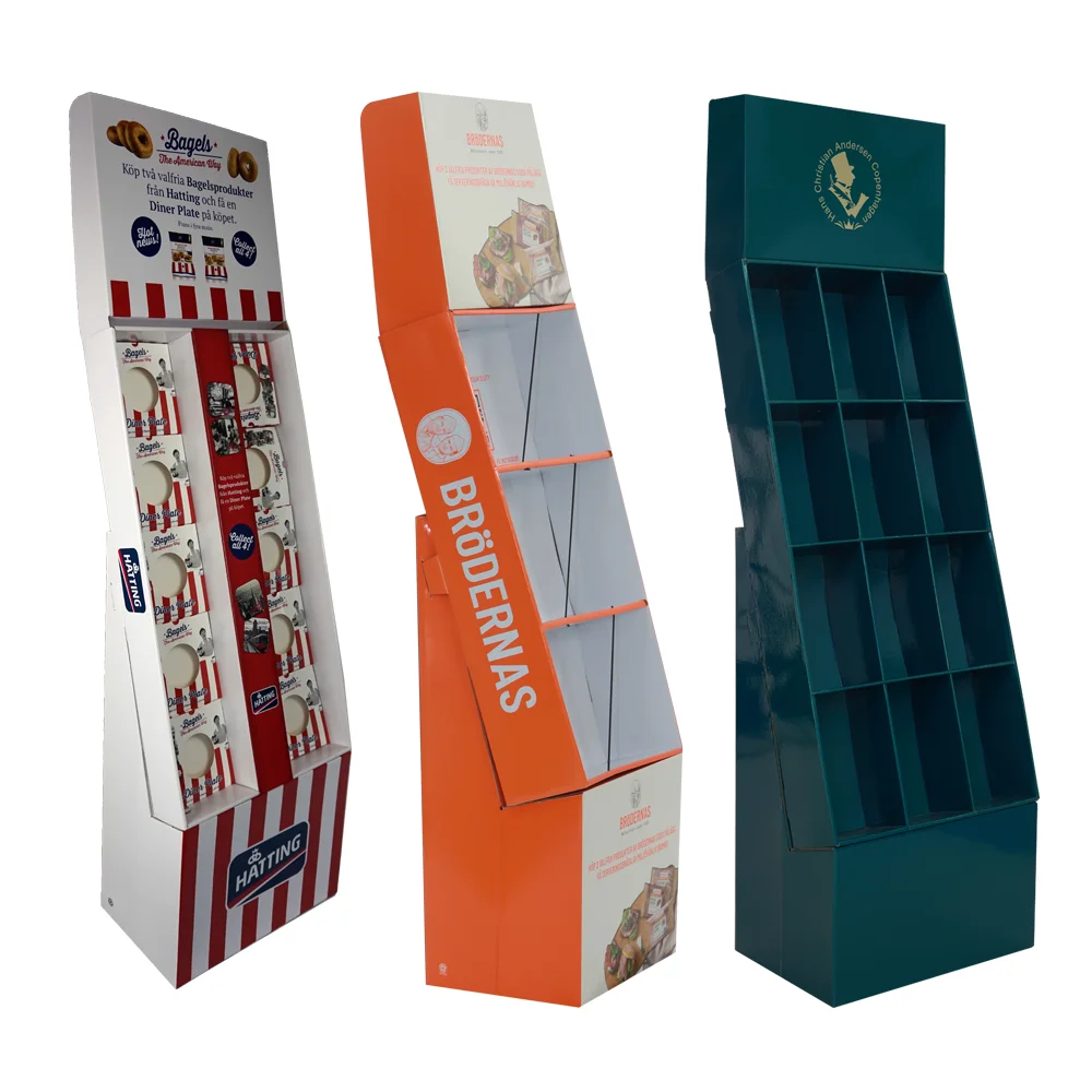 Картонная выставочная стойка для розницы напольная под заказ пива/вина/воды/бутылки стеллаж