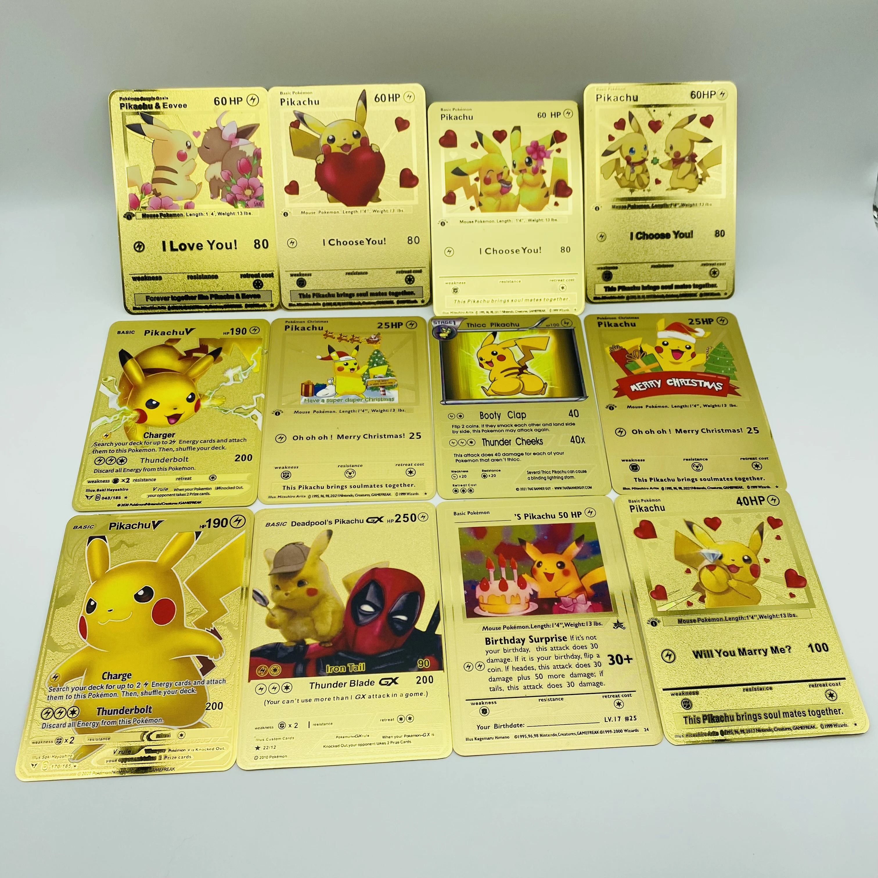 High Quality Cheap Wholesale Stainless Steel Metal Gold Pokemoned Cards For Christmas