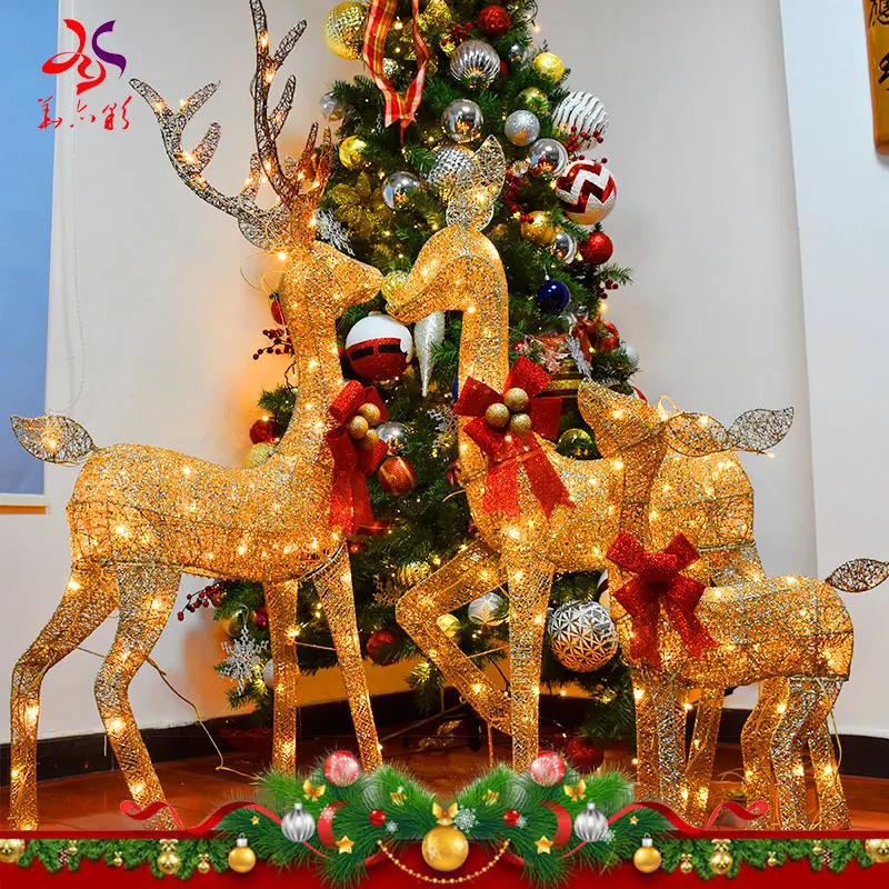 Hot sales wholesale Christmas decorations indoor outdoor patio garden glowing reindeer lamps