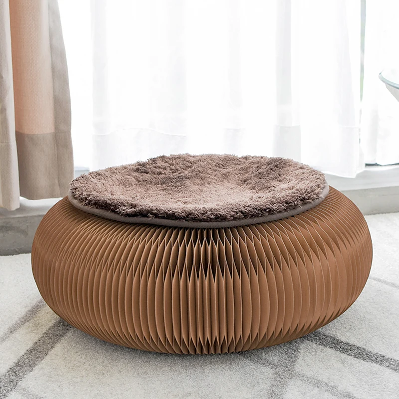 ihpaper Honeycomb Paper Pouf Folding Round Futon Multi Shape Round Pouf For Living Room