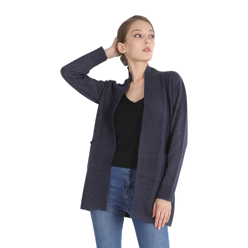 
Amazon Hot Selling Simple Long Sleeve Fine Knit Hemming Cardigan Jacket For Women 