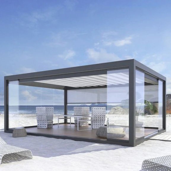 
Waterproof Louvre Roof System Motorized Aluminum Gazebo Adjustable Pergola 