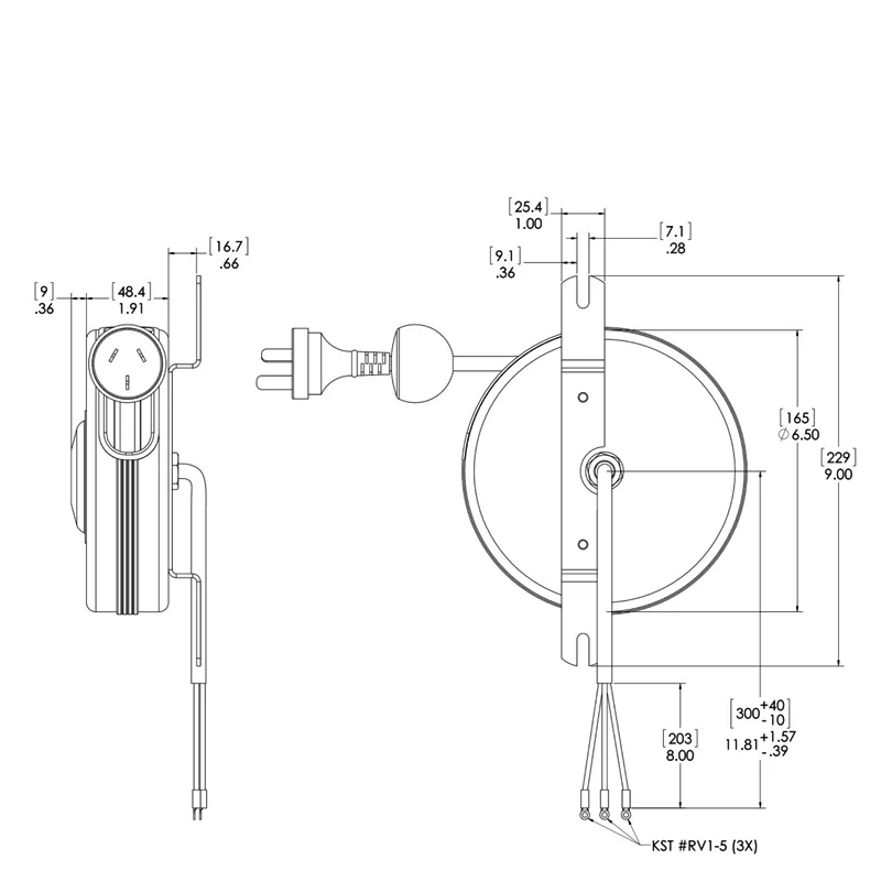 3G*1.0MM2  Automatic cable reel Extension Industrial Retractable Extension Cord Reels
