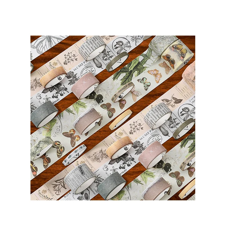 manufacturer hot selling custom size vintage design pattern Craft paper washi tape sets Masking Tape for Kraft Scrap Book DIY
