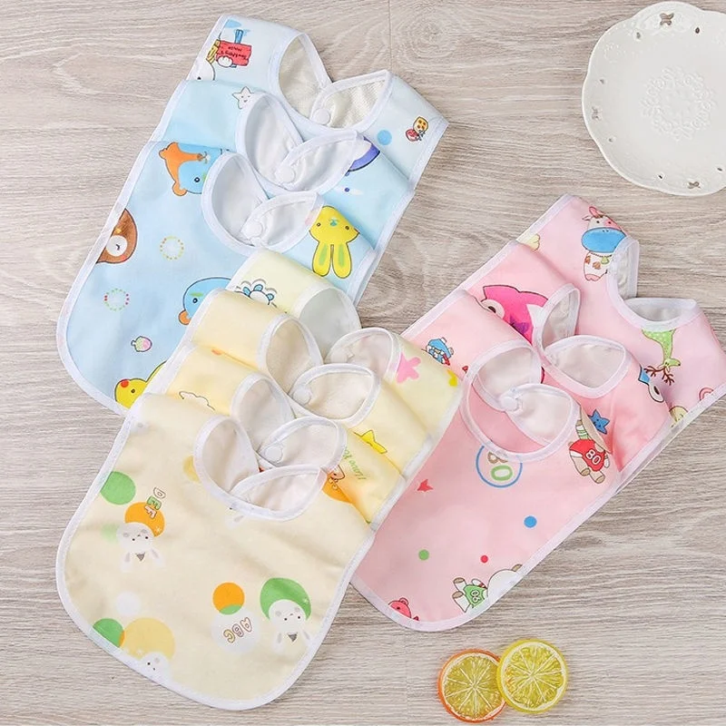 Wholesale infant print cartoon long sleeve U shape eating waterproof dribble bib crystal velvet kids baby teething bandana bibs