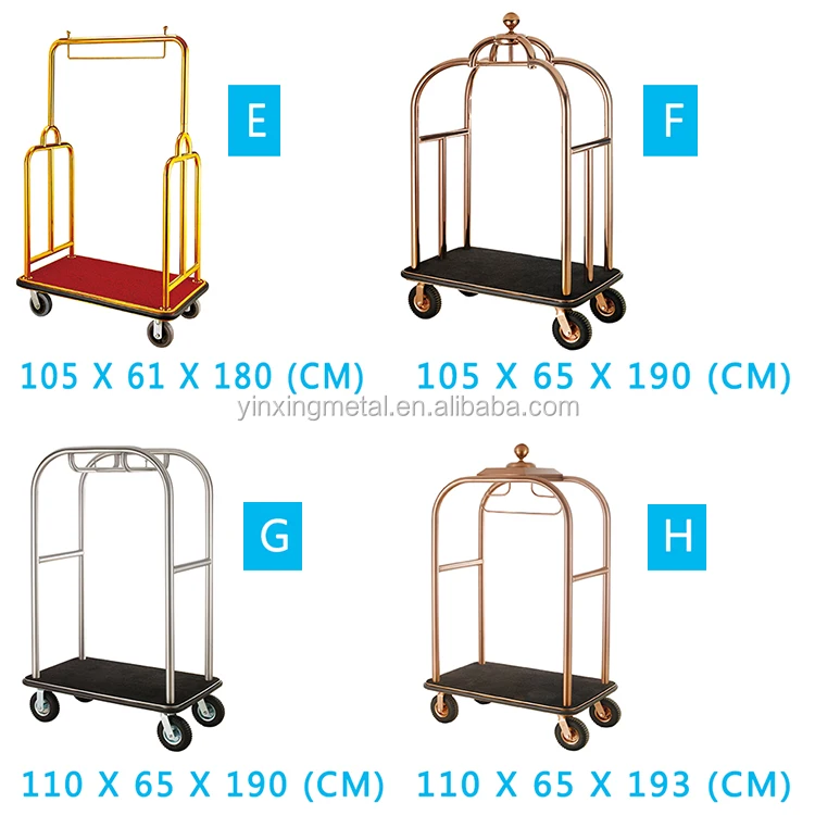 
High Quality Birdcage Hand Trolley Luggage Carts Lobby Vintage Luggage Cart with wheels for Hotel 