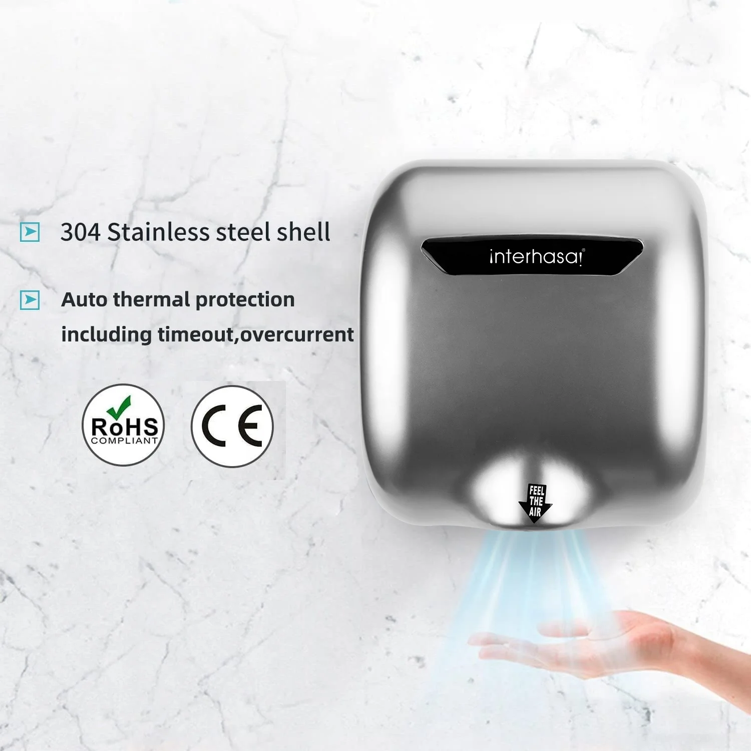 Commercial heavy duty hand drier stainless automatic hand dryer commercial for toilet