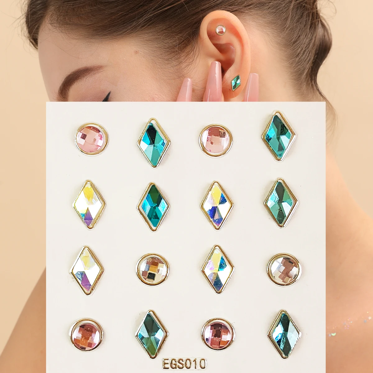 OEM 2023 Butterfly Ear Studs Ear Gem Stickers Light Luxury Ear Jewel Design tattoo stickers beauty products