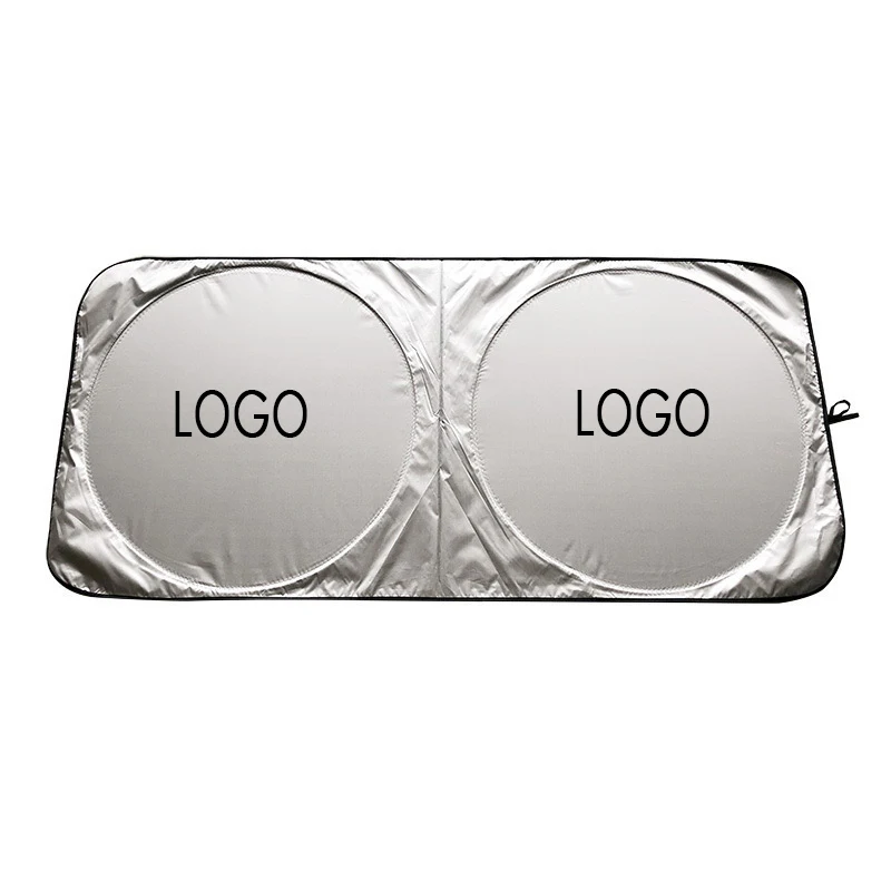 Cheap Front Sunshades UV protection silver polyester double circle car sunshade windshield Custom car sunshade