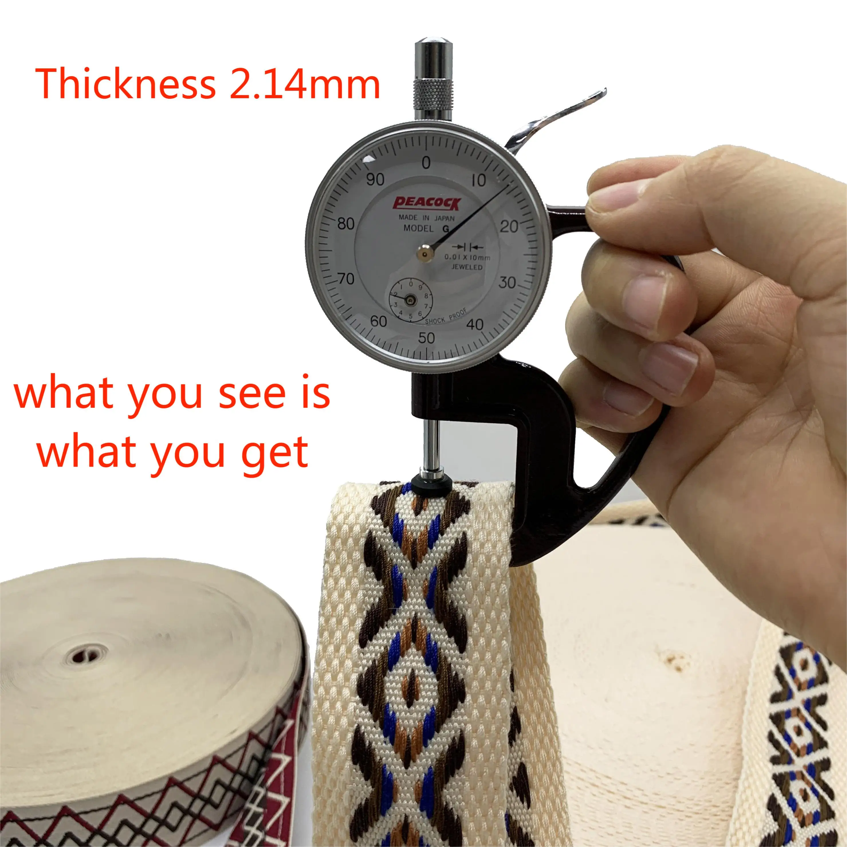 Custom Eco-friendly 5 cm Geometric Rhombus Diamond Pattern Polypropylene Webbing Polyester Jacquard Webbing