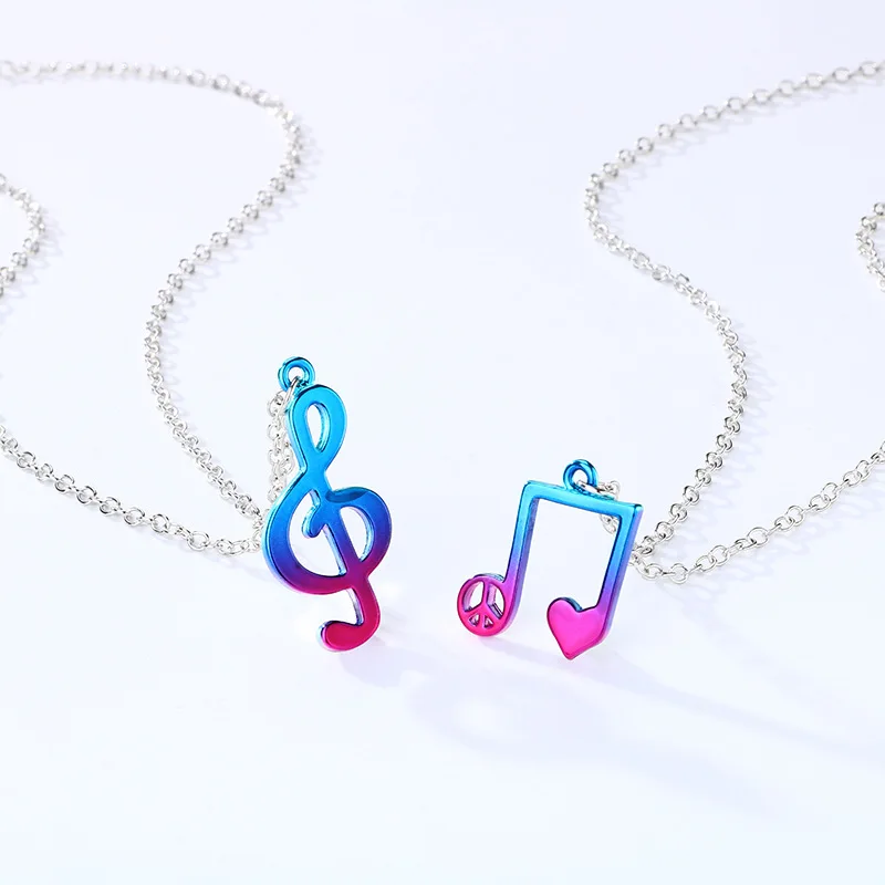 Ожерелье для 2 лучших друзей ожерелье лучшей подруги многоцветное градиентное с подвеской в виде музыки и радио пары