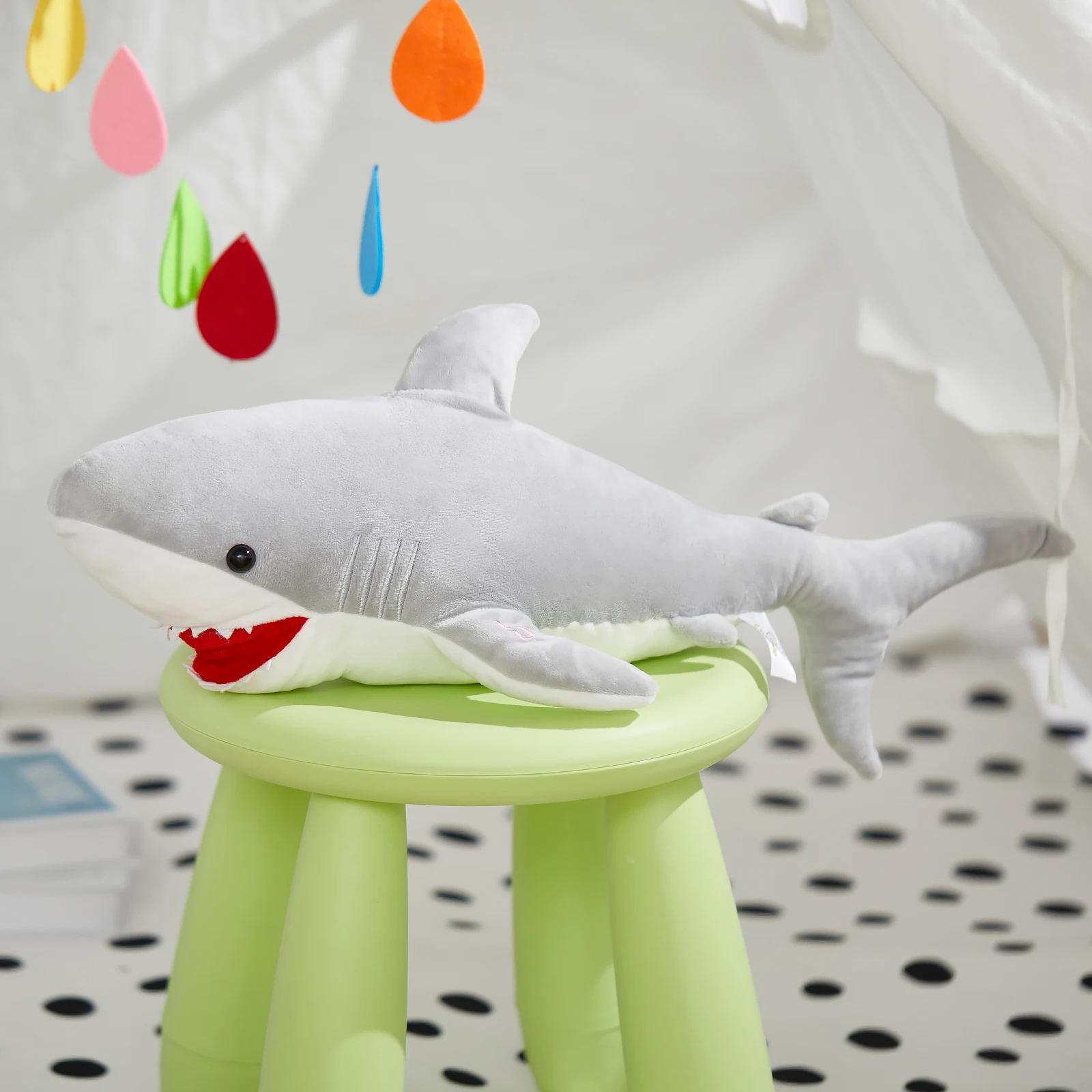 Glowing LED Musical Blue Stuffed Shark Toy Soft Singing Light Up Stuffed Animal Home Decor Birthday Gift for Kids baby Child
