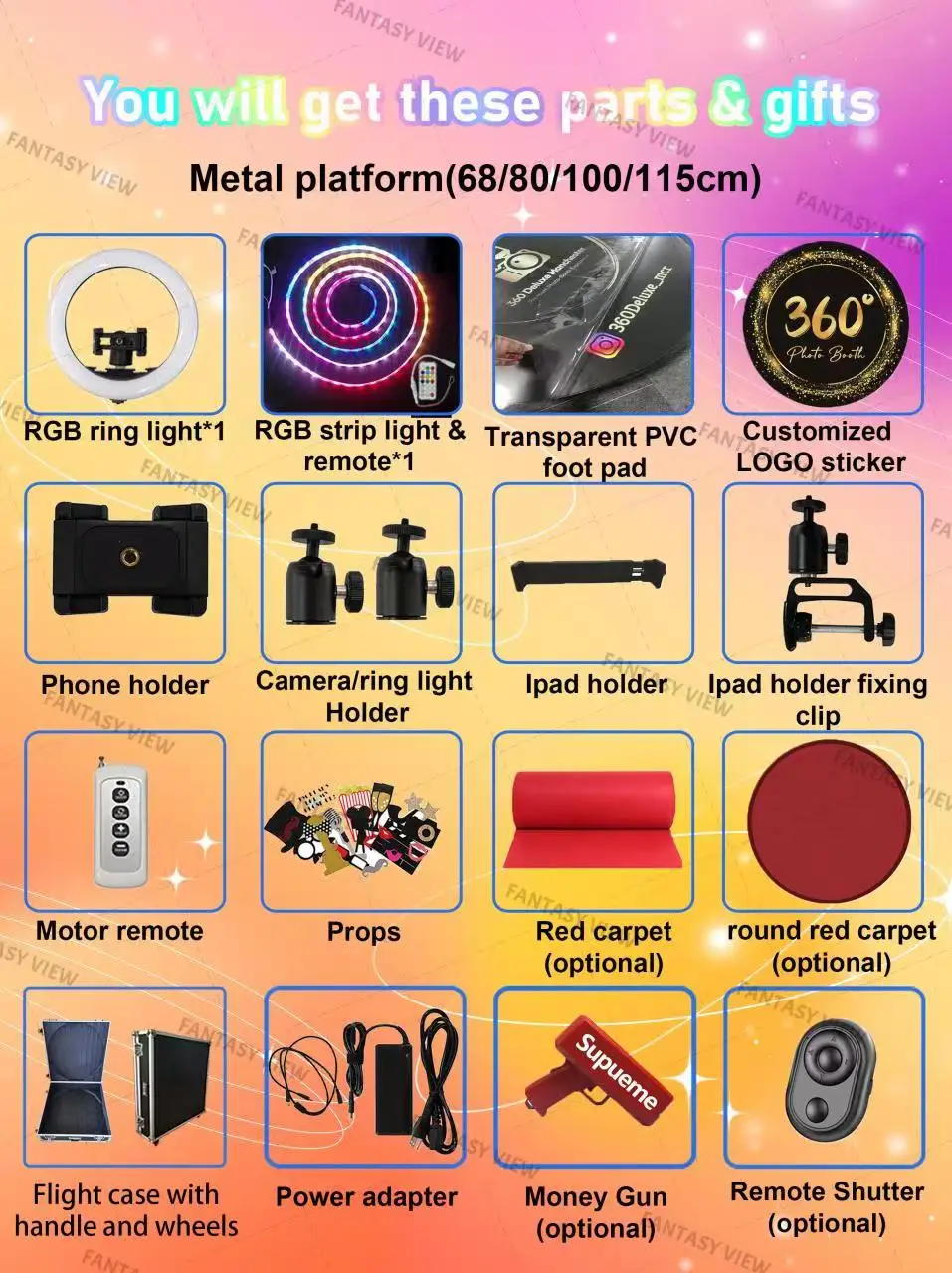 1-7 people Portable Party props automatic selfie Video Phot Both kiosk machine photobooth 360 Photo Booth