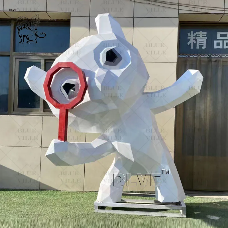 BLVE Decorative Outdoor Landscape Metal Garden Animals Statues Abstract Life Size Stainless Steel Rabbit Sculpture