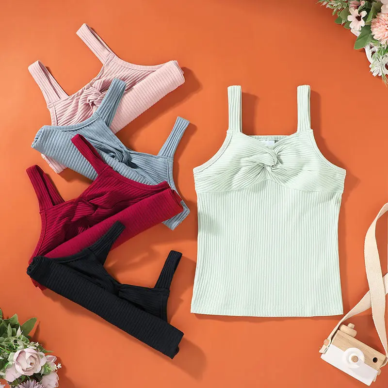
Summer Children fashion solid color girls sleeveless new pit strip small sling top vest baby clothes for 2021 